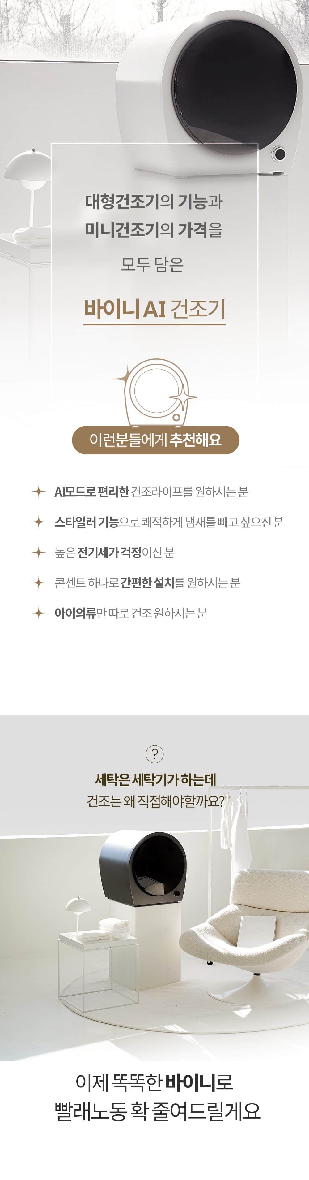 바이니 AI 미니 건조기 BI-301 상세