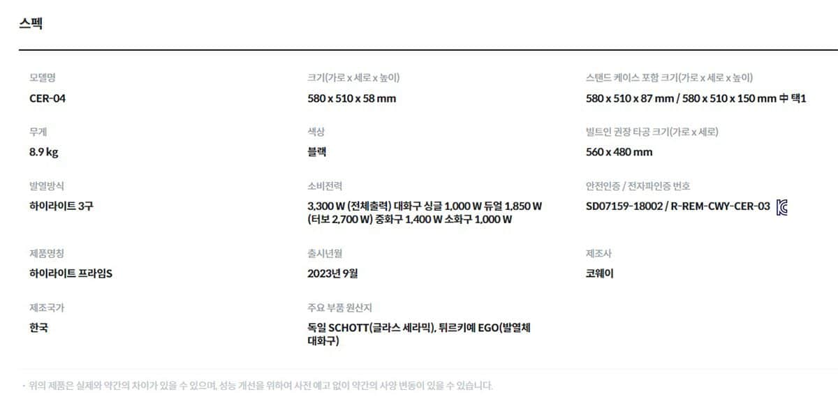하이라이트 프라임S CER-04 상세