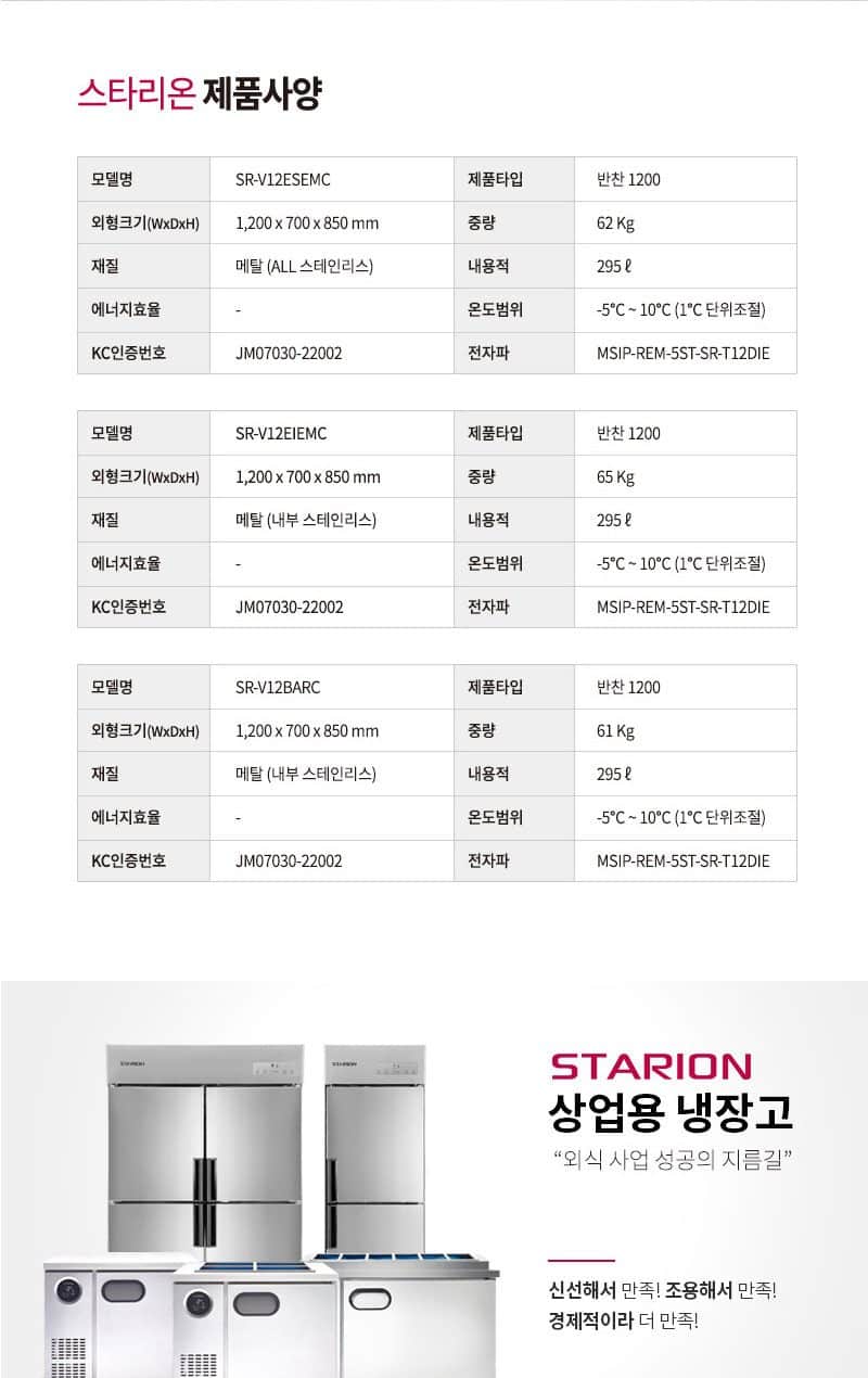 직냉식 반찬냉장고 295L SR-V12BARC 상세