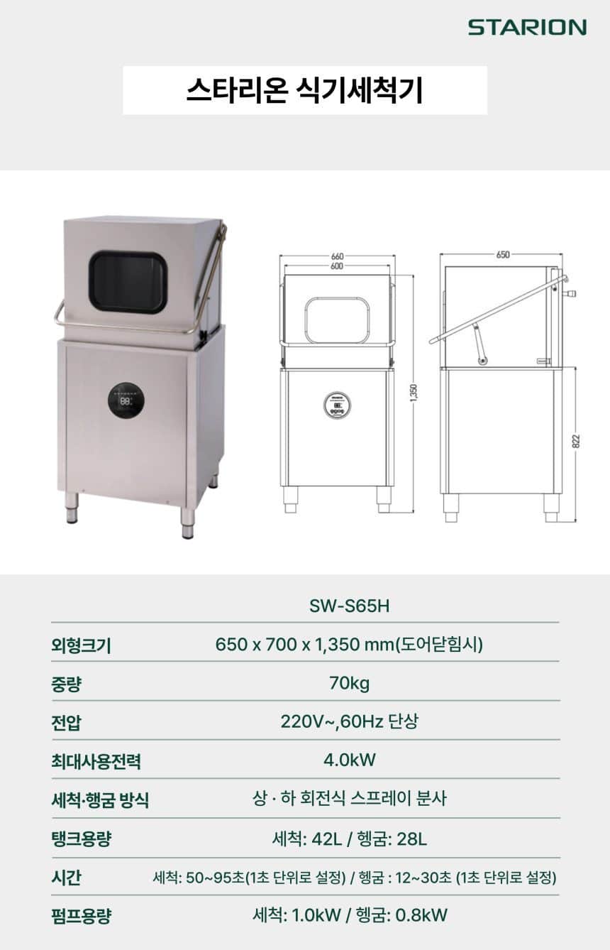 업소용 스마트 식기세척기 SW-S65H 상세
