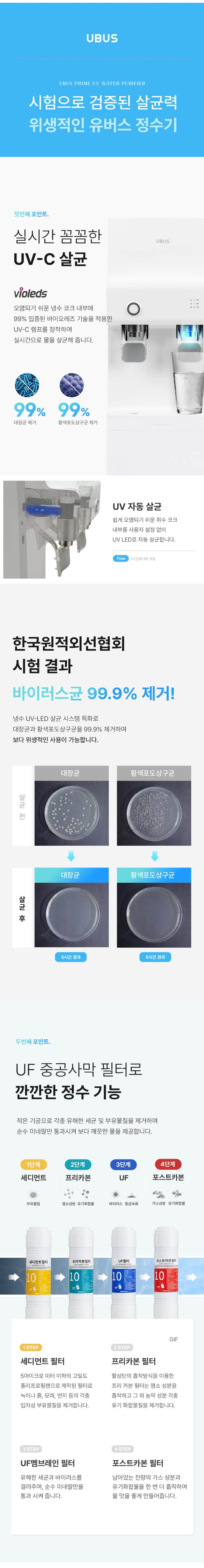 유버스 프라임 UV 하프 정수기 WHC-54HU 상세