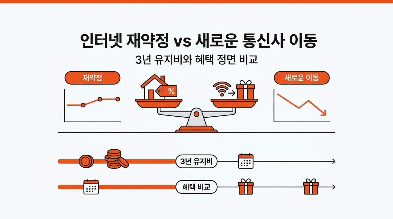 인터넷 재약정 vs 새로운 통신사 이동, 3년 유지비와 혜택 정면 비교