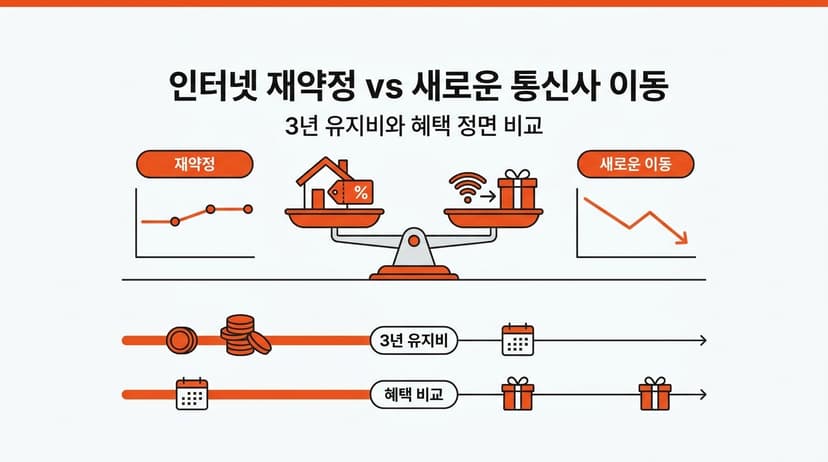 인터넷 재약정 vs 새로운 통신사 이동, 3년 유지비와 혜택 정면 비교