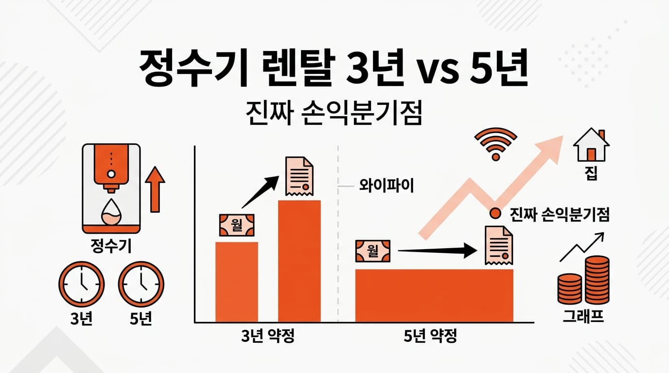 정수기 렌탈 3년 vs 5년 약정 총비용 비교로 찾는 진짜 손익분기점