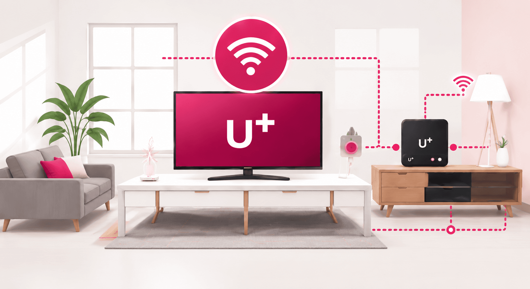LG U+ 인터넷 네트워크 특징을 보여주는 일러스트