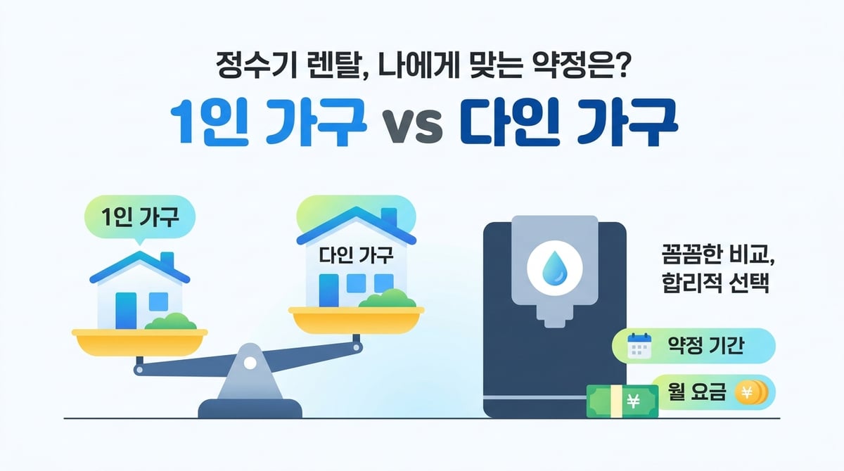 1인가구 및 다인가구별 정수기 렌탈 약정 추천