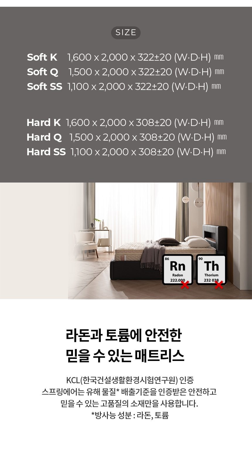 로얄스위트 탑퍼분리 하이브리드 매트리스(SS/Q/K) 상세