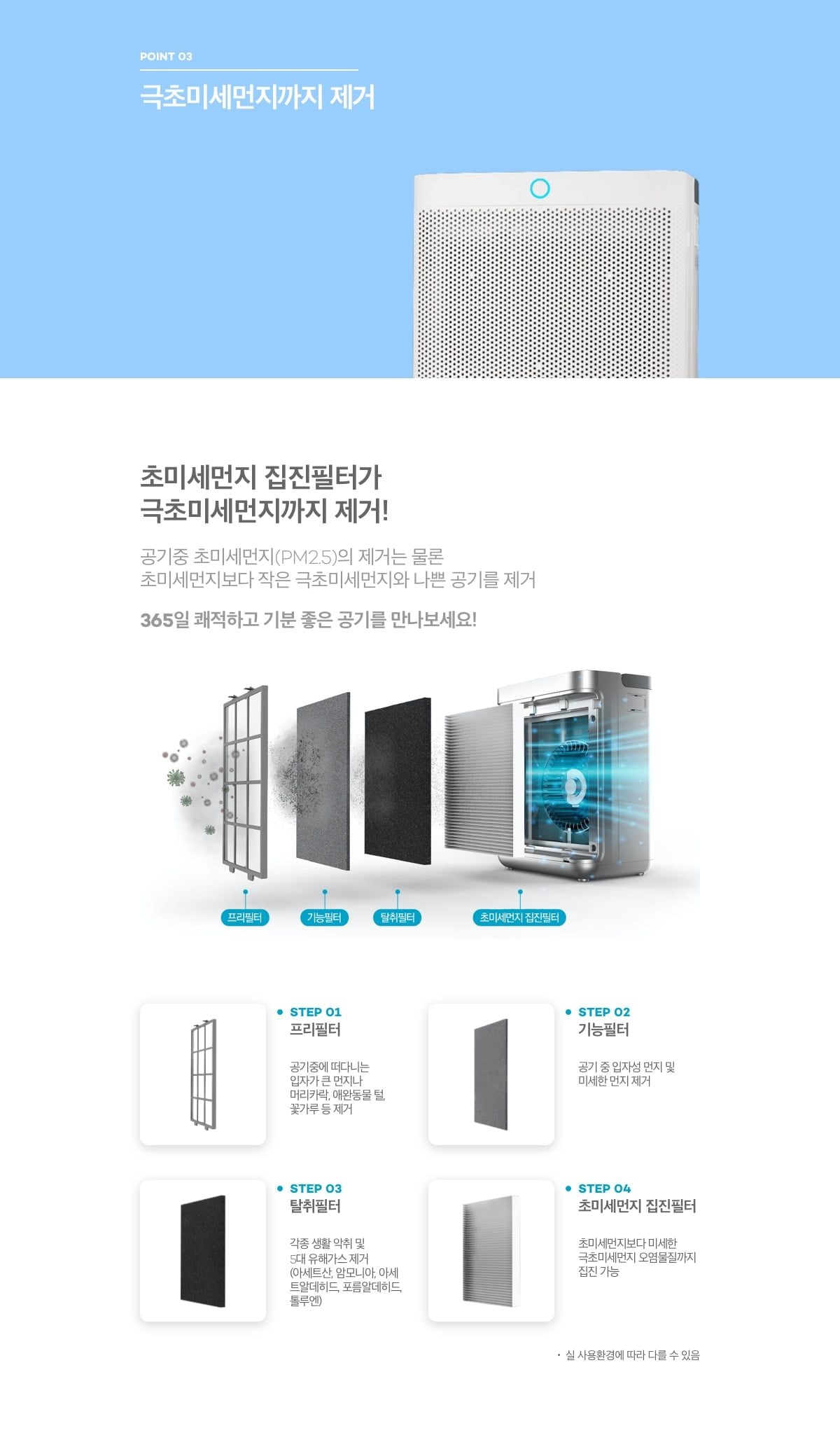 큐밍 더케어 큐브 공기청정기 36㎡(11평) 상세
