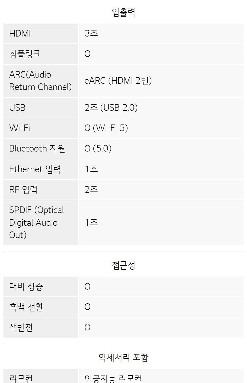 UHD TV 65인치 벽걸이형 상세