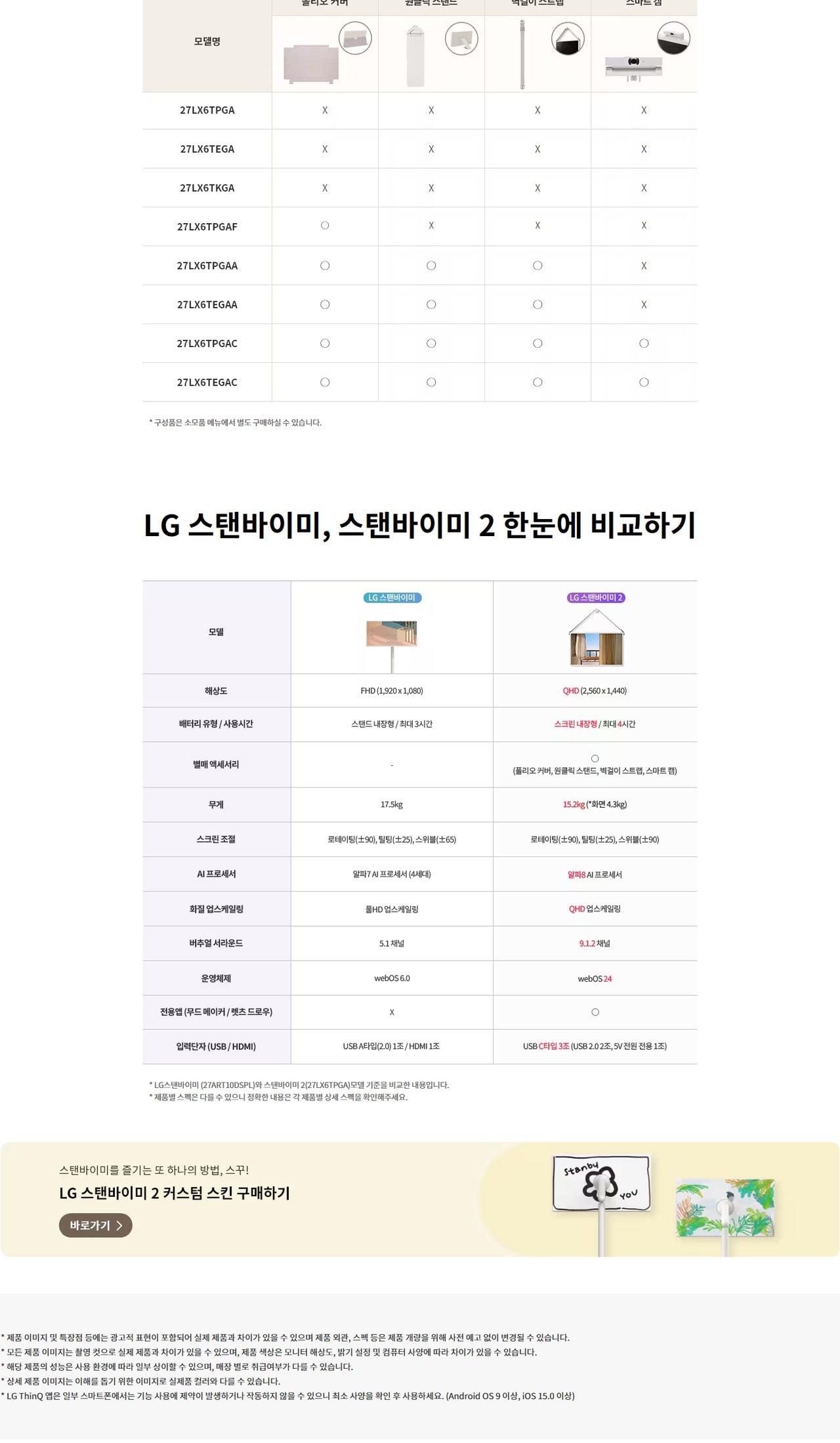 LG 스탠바이미 2 (27인치) TV + LG 스탠바이미 스피커 상세
