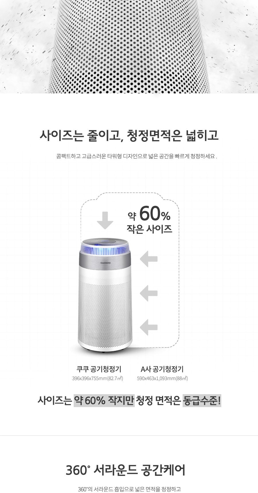 쿠쿠 W8200 펫 공기청정기 상세