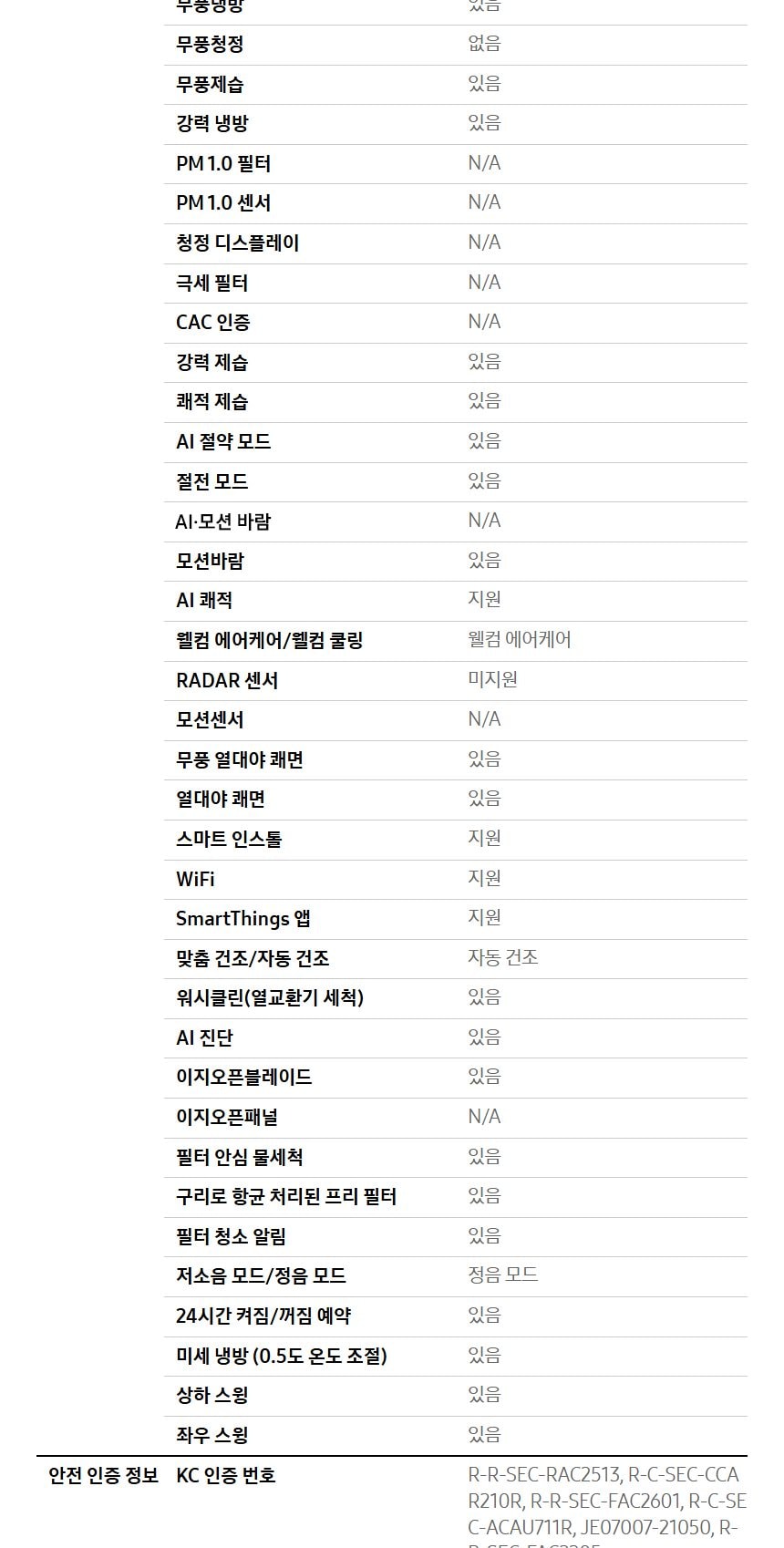 비스포크 AI 무풍콤보 갤러리 프로 2in1 56.9㎡/18.7㎡ 상세