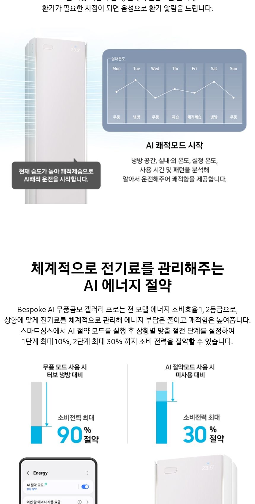 비스포크 AI 무풍콤보 갤러리 프로 2in1 56.9㎡/18.7㎡ 상세