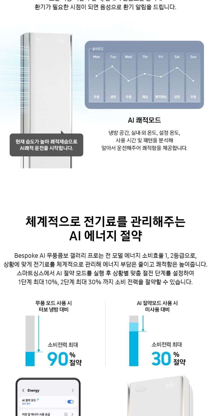 비스포크 AI 무풍콤보 갤러리 프로 2in1 56.9㎡/18.7㎡ 상세