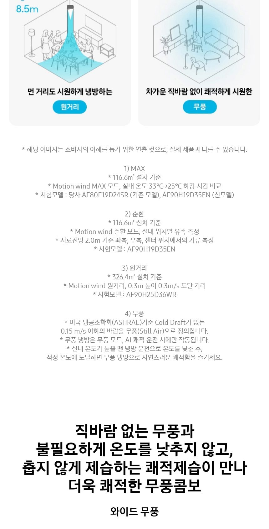비스포크 AI 무풍콤보 갤러리 프로 2in1 62.6㎡/18.7㎡ 상세