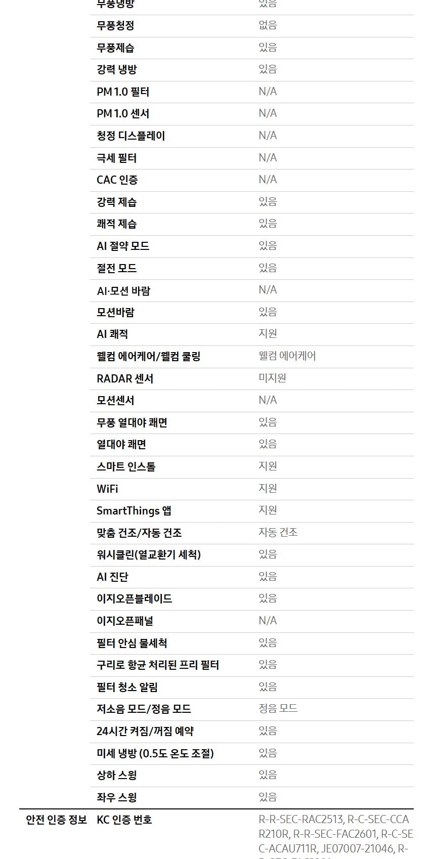 비스포크 AI 무풍콤보 갤러리 프로 2in1 74.5㎡/18.7㎡ 상세