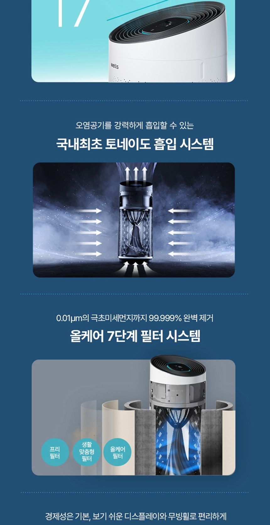 웰스 공기청정기 토네이도 112㎡(34평)형 상세