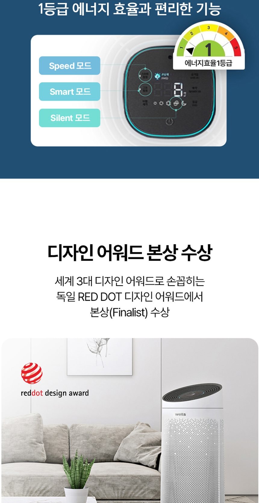 웰스 공기청정기 토네이도 112㎡(34평)형 상세