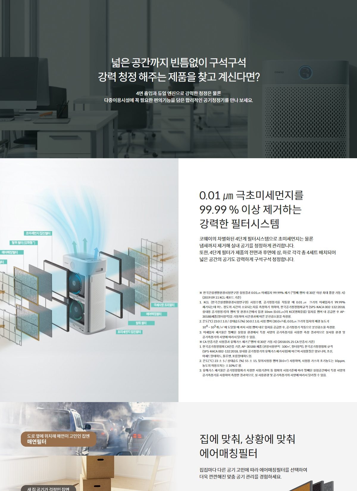 코웨이 콰트로파워 공기청정기 99㎡(30평)형 상세