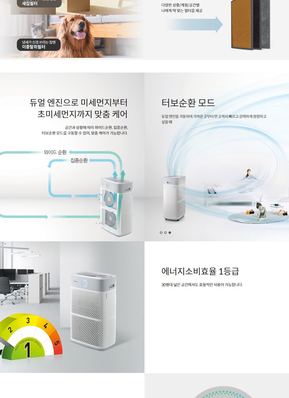 코웨이 콰트로파워 공기청정기 99㎡(30평)형 상세