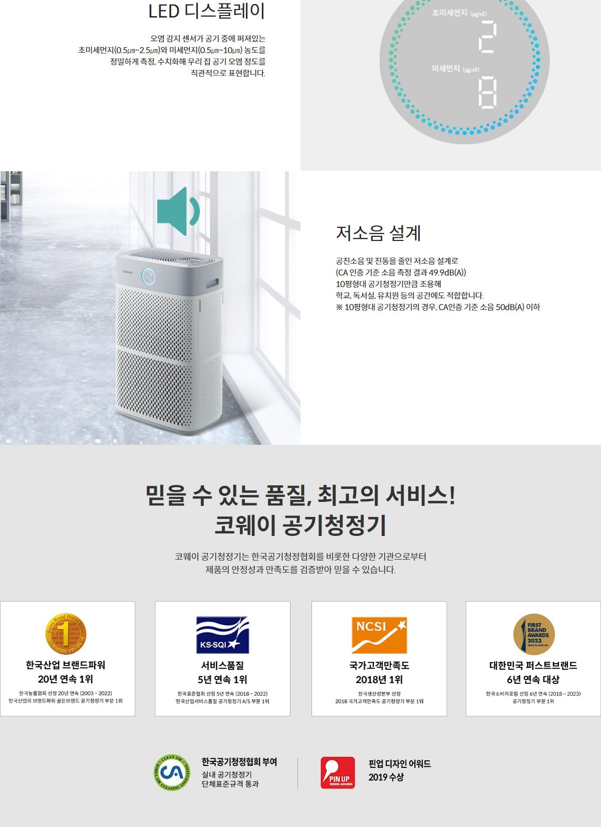 코웨이 콰트로파워 공기청정기 99㎡(30평)형 상세