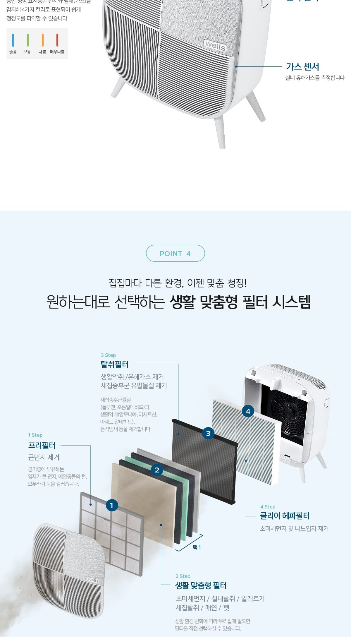 웰스 공기청정기 미니맥스 23㎡(7평) 상세