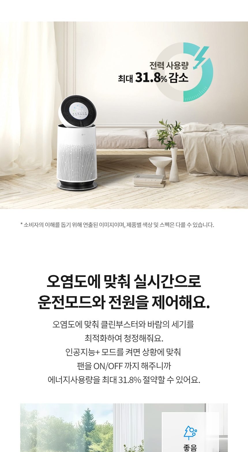 LG 퓨리케어 360˚ 공기청정기 플러스 62㎡(19평) (분해세척) 상세
