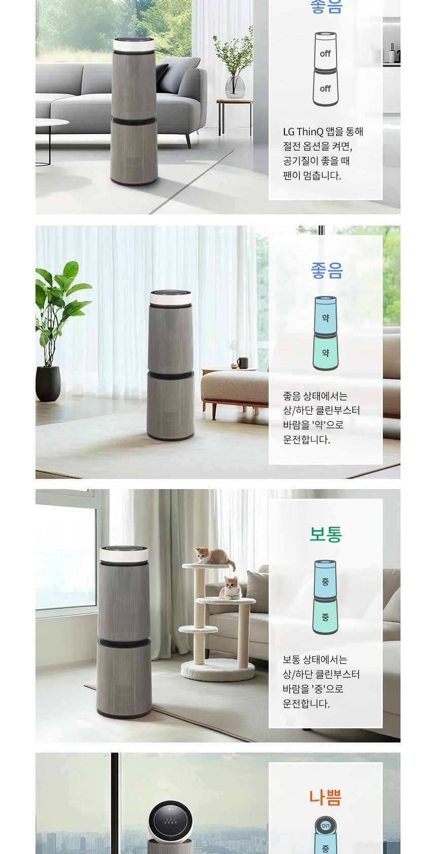 LG 퓨리케어 AI 오브제컬렉션 360˚ 공기청정기 M5 + 무빙휠 세트 109㎡ 상세