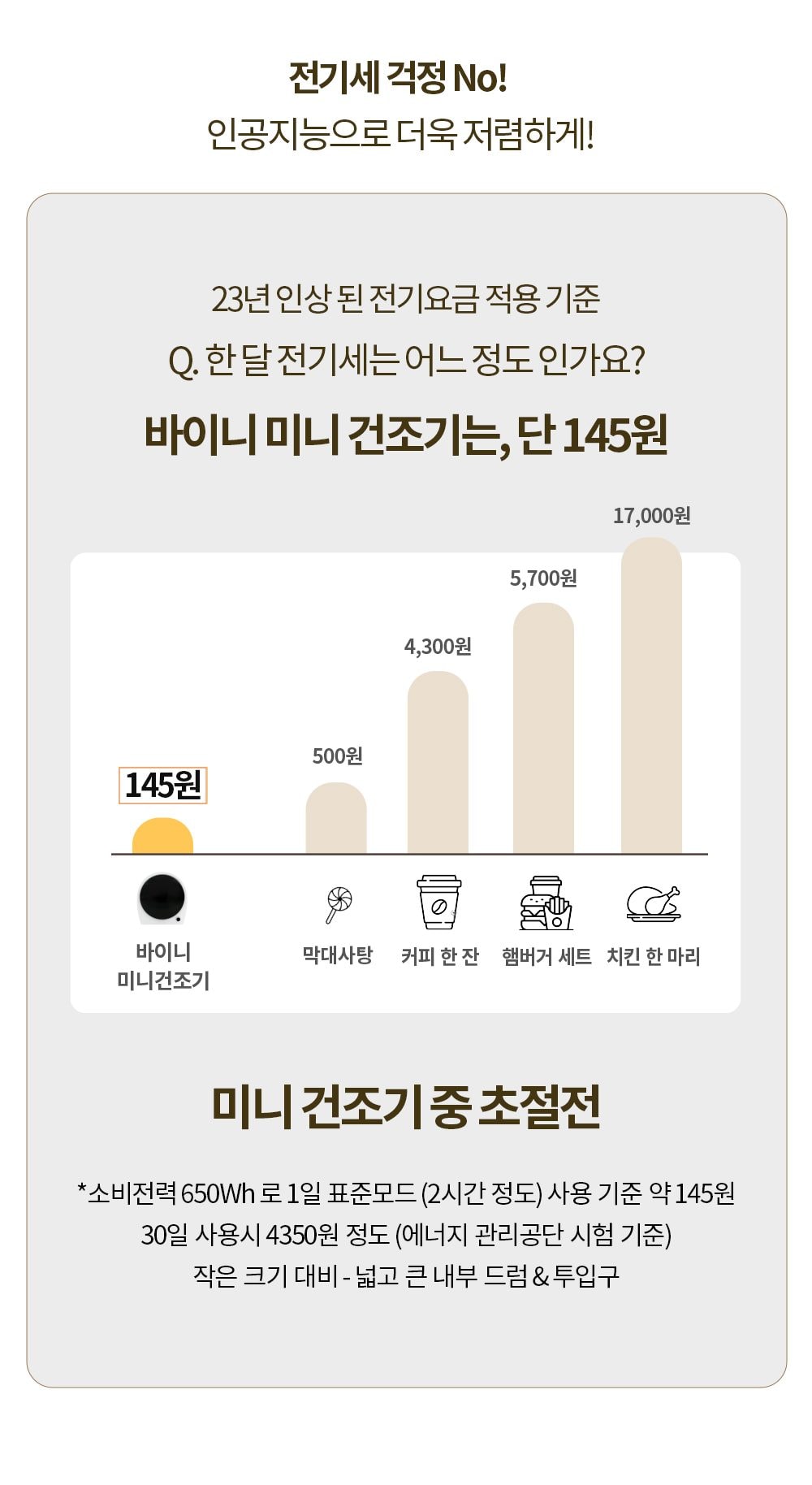바이니 AI 미니 건조기 상세