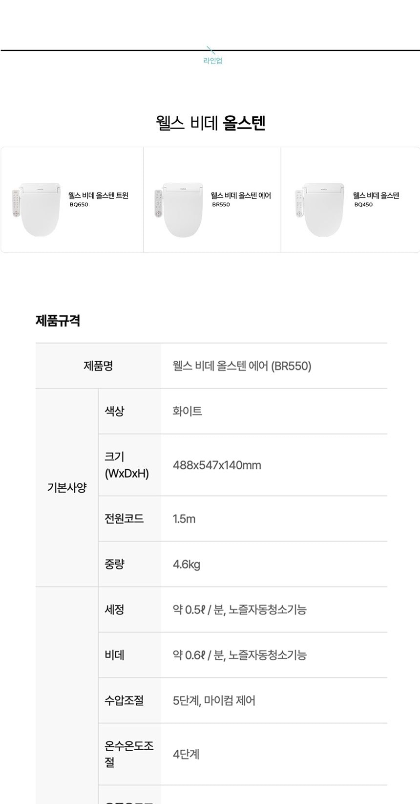 웰스 올스텐 에어 비데 상세