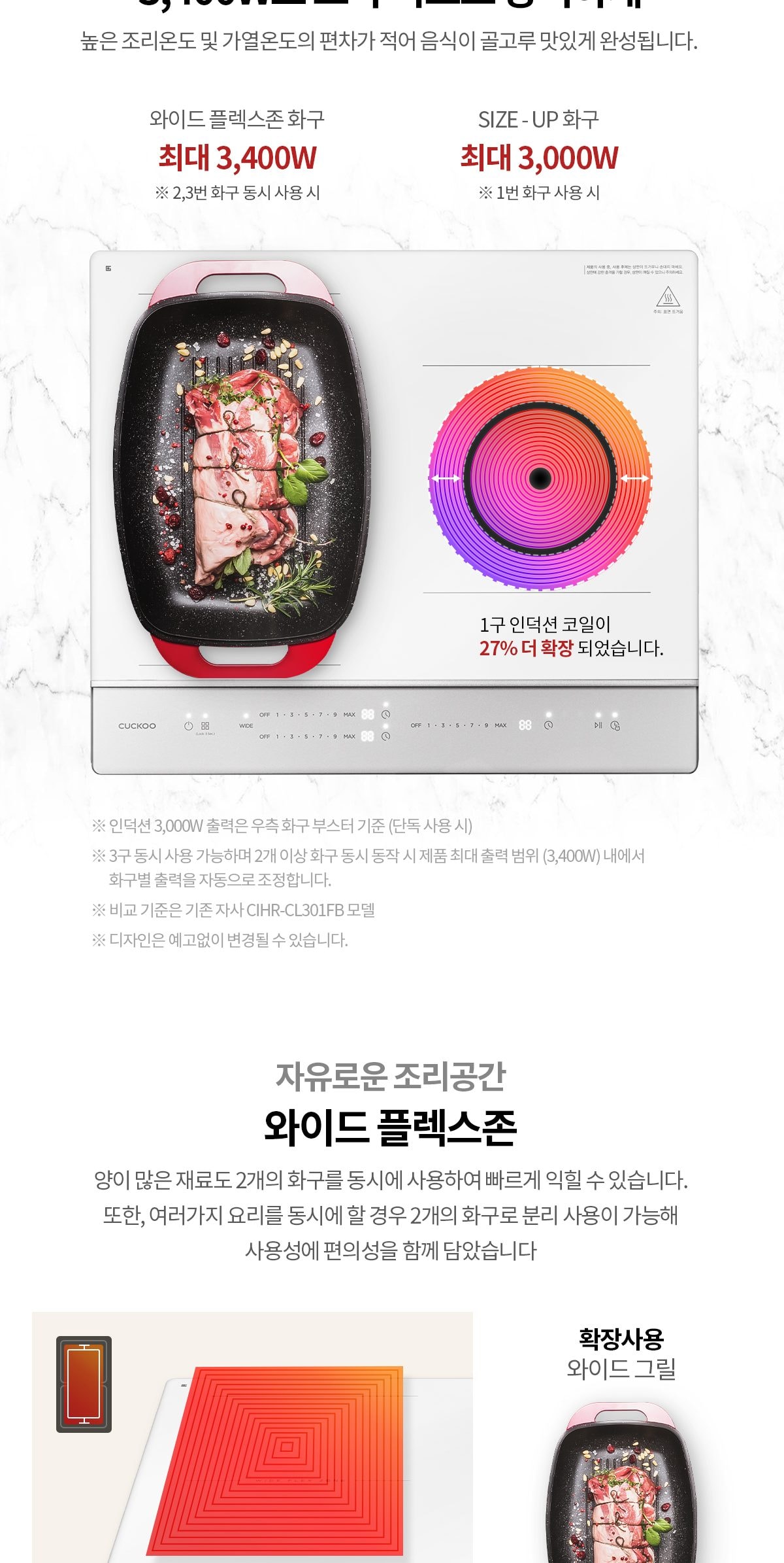 쿠쿠 3구 화이트 인덕션 레인지 상세