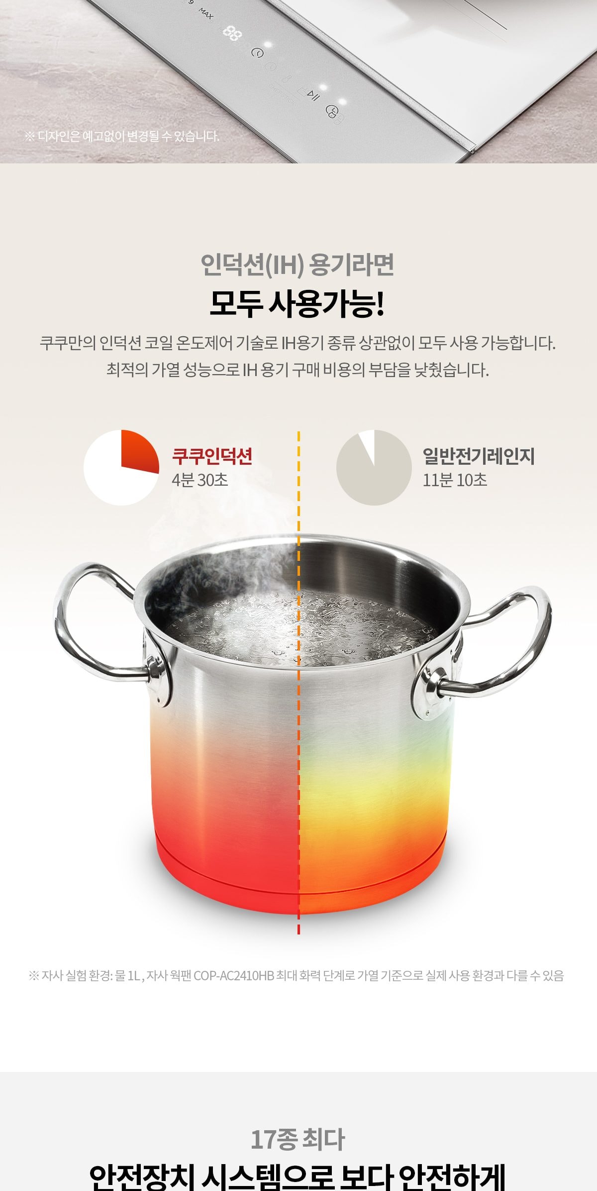 쿠쿠 3구 화이트 인덕션 레인지 상세