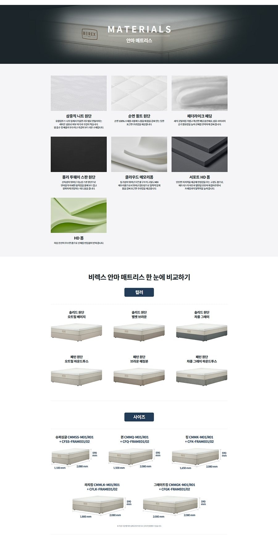 BEREX M시리즈 안마매트리스 안마형 (슈퍼싱글) 상세
