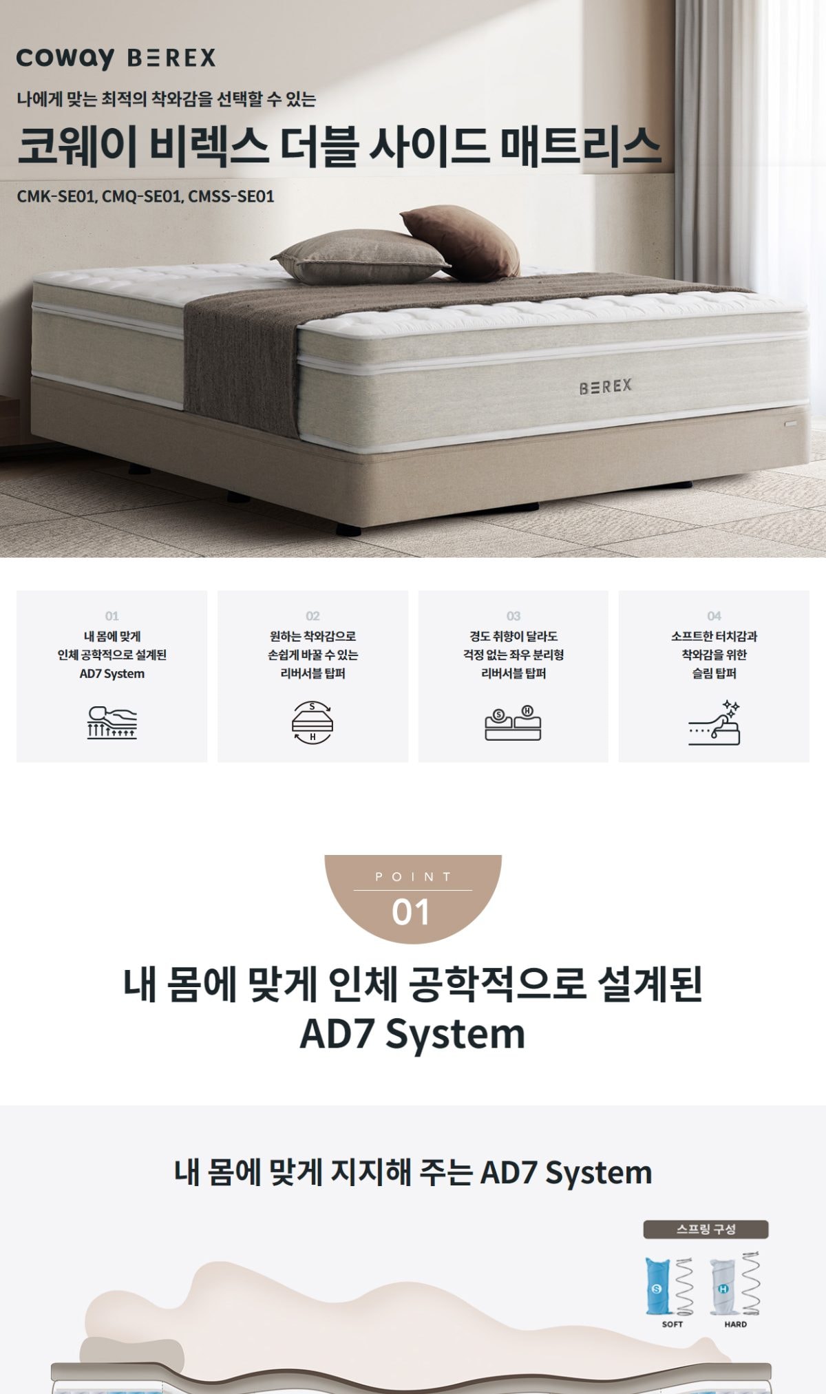 코웨이 더블 사이드 매트리스(슈퍼싱글) 상세