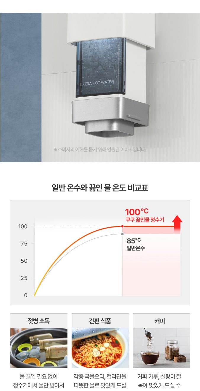 쿠쿠 STEAM 100도씨 끓인물 정수기 (냉온정) 상세