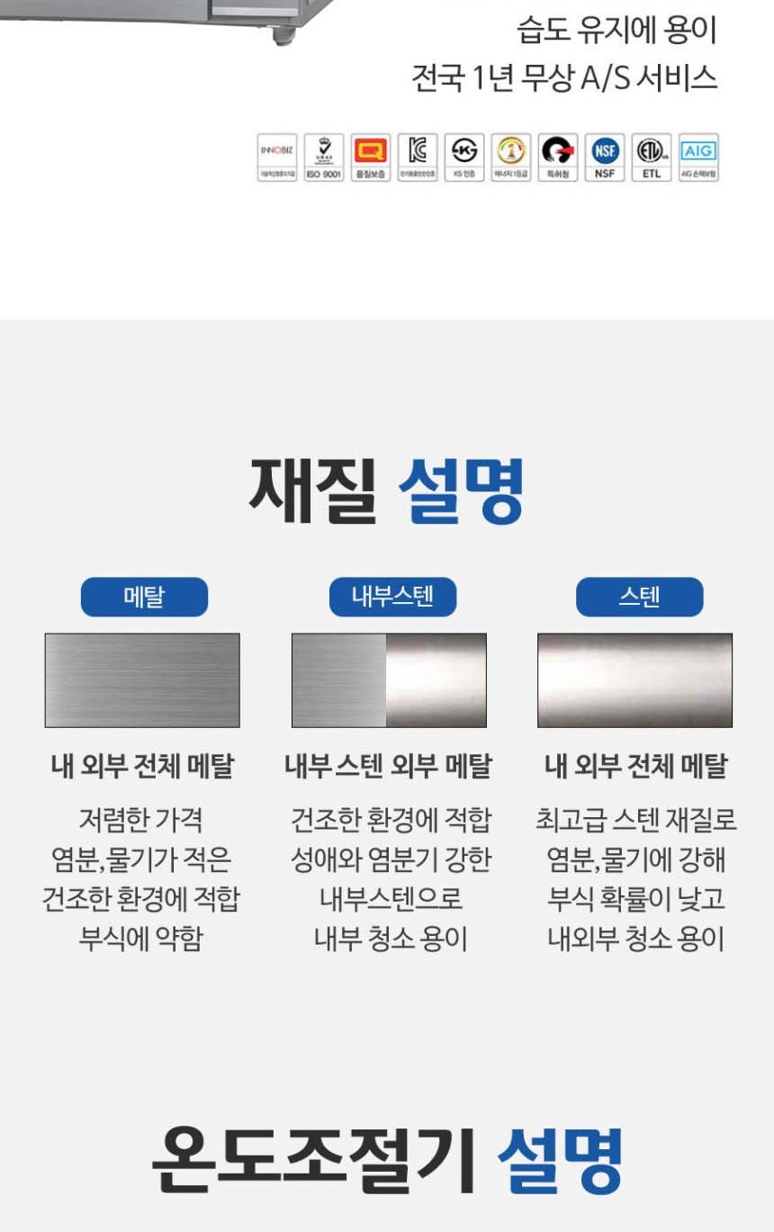 업소용 냉장고 내부스텐 153L 상세