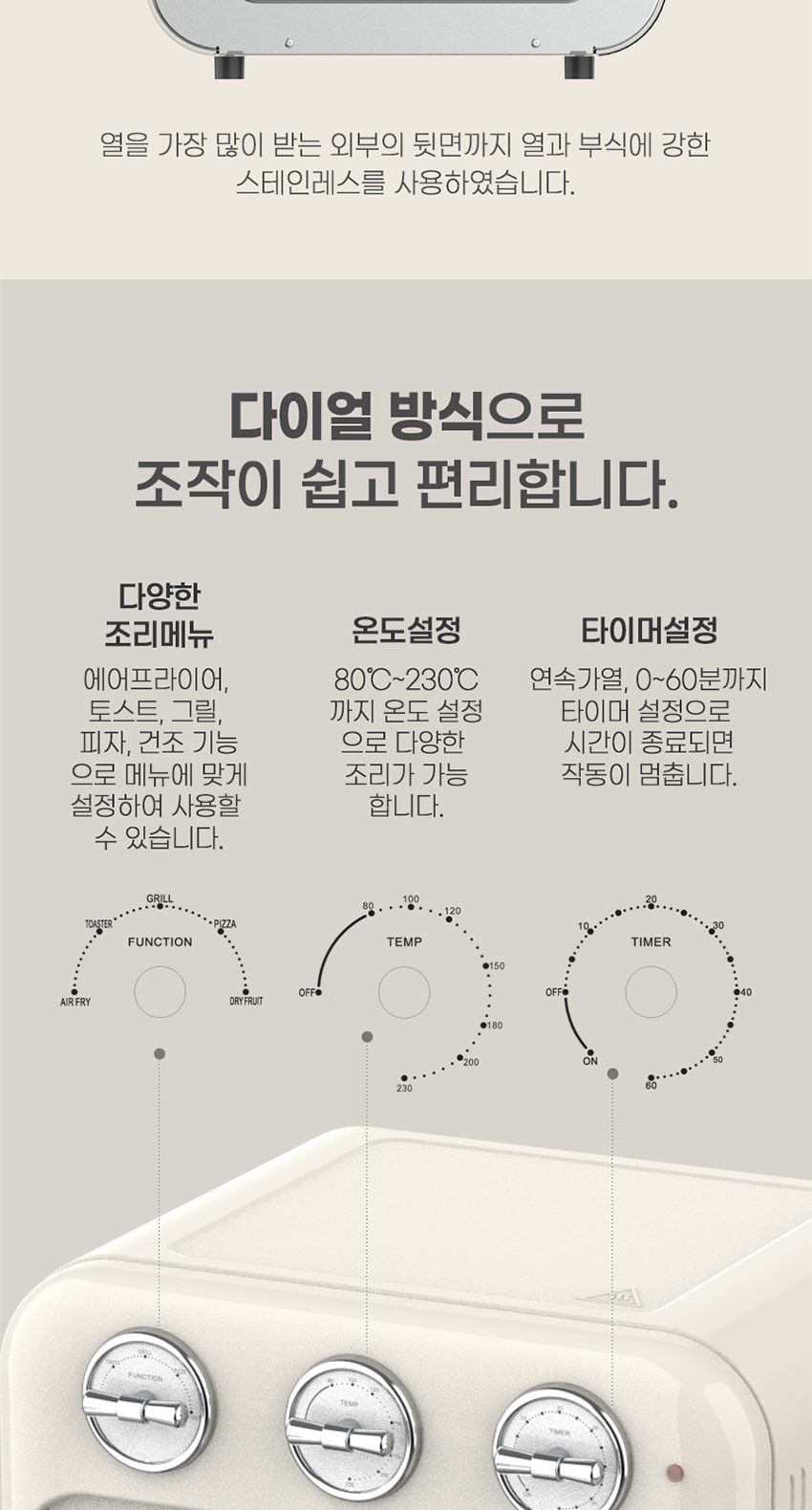 5in1 멀티 오븐 에어프라이어 18L 상세