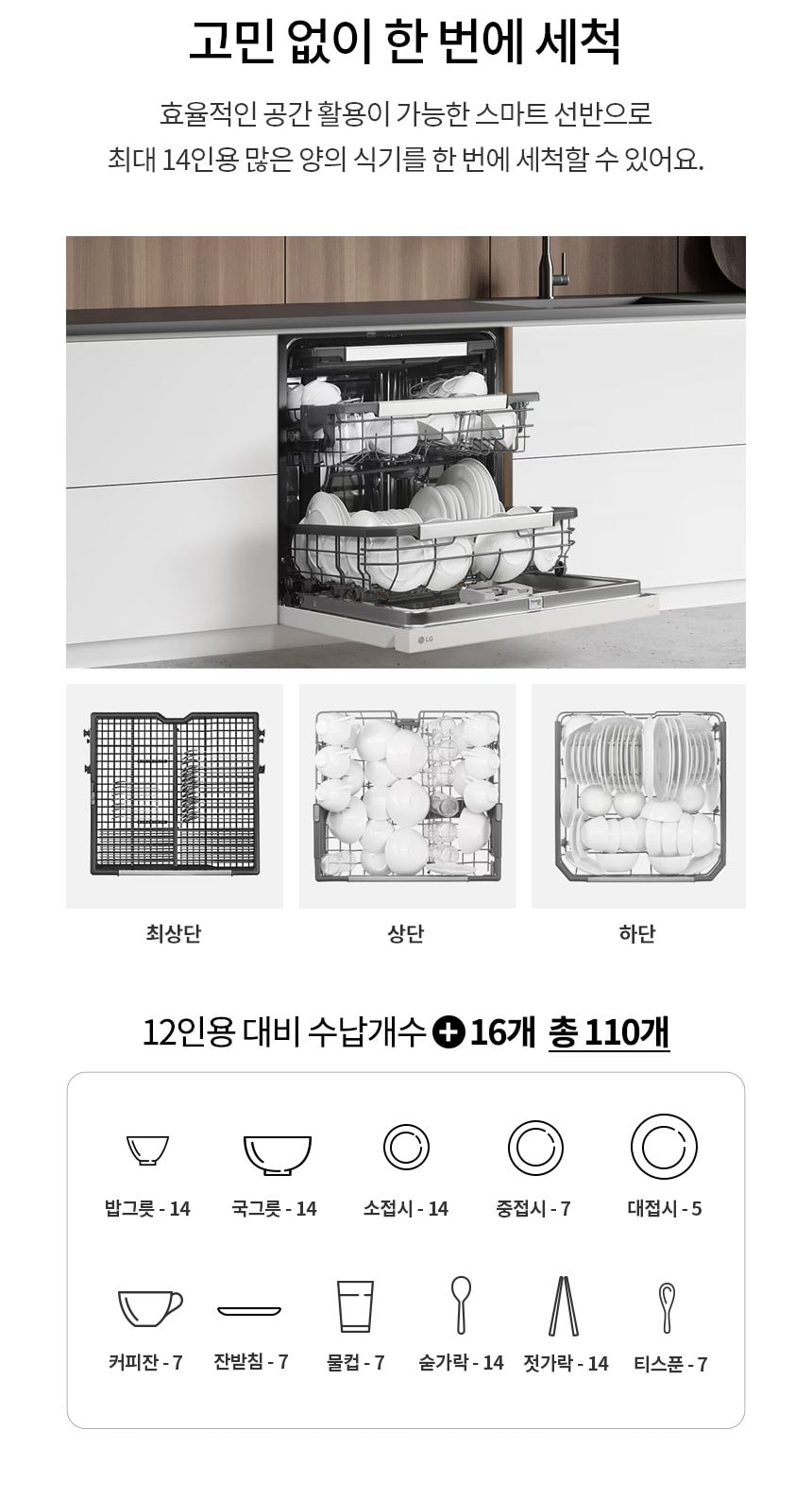 LG 디오스 오브제컬렉션 식기세척기 열풍+스팀 14인용 상세