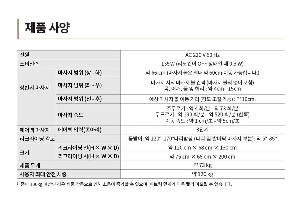 안마의자 블랙 상세