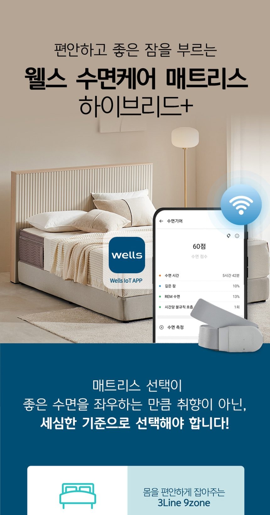 웰스 매트리스 하이브리드+ 슈퍼싱글 상세