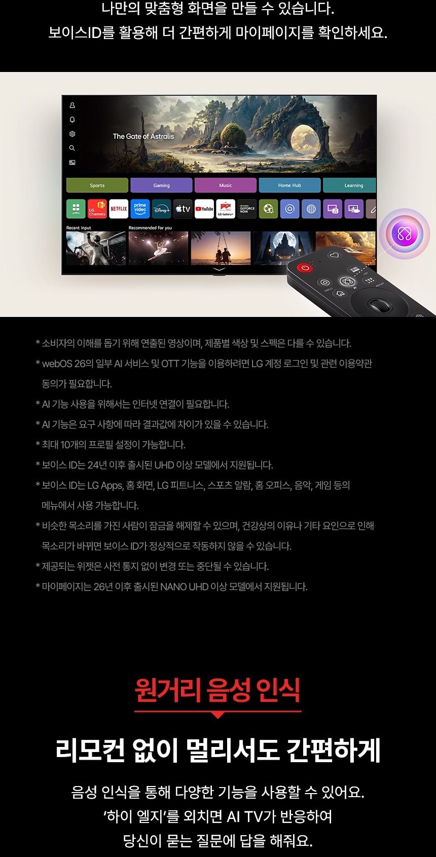 LG 올레드 evo AI (벽걸이/스탠드형) C6 163cm 상세