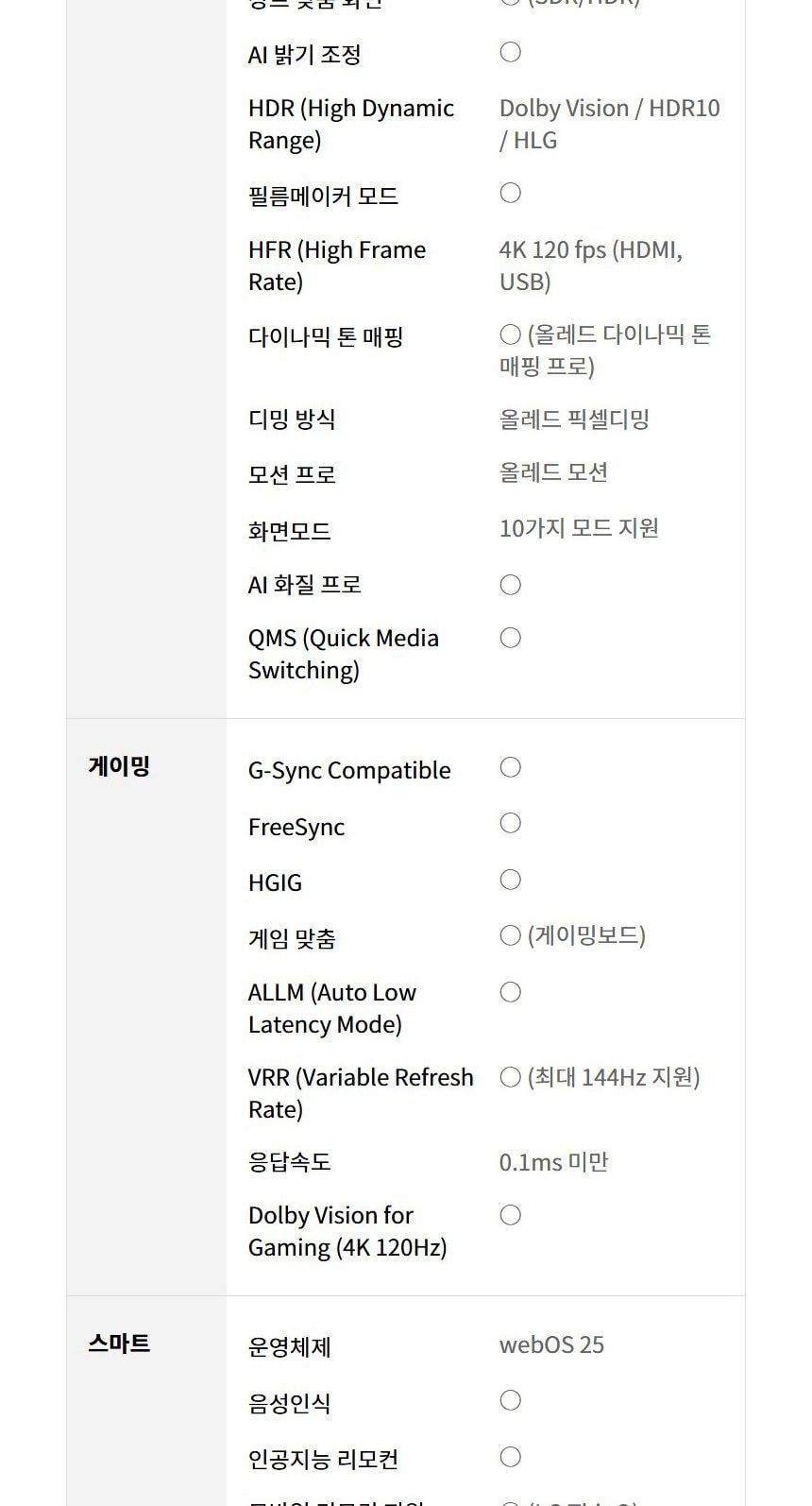 LG 올레드 C5 83인치 상세