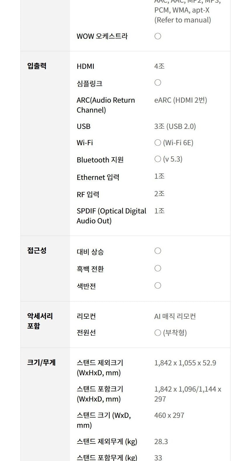 LG 올레드 evo C5 83인치 상세