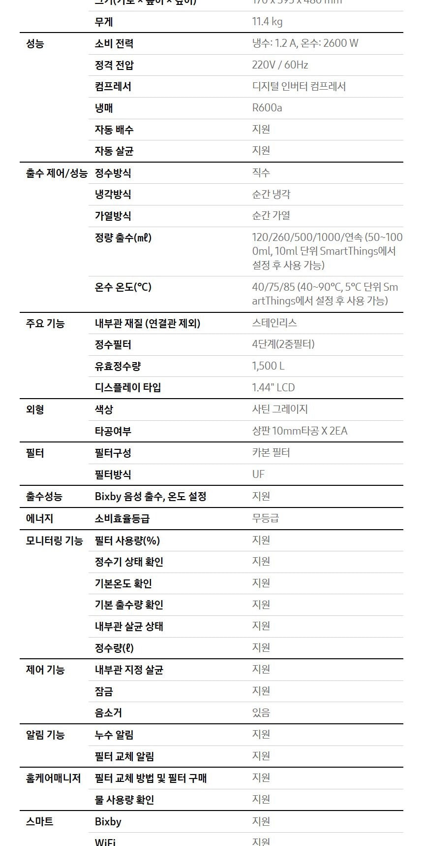 비스포크 AI 냉온정수기 (냉온정) 상세
