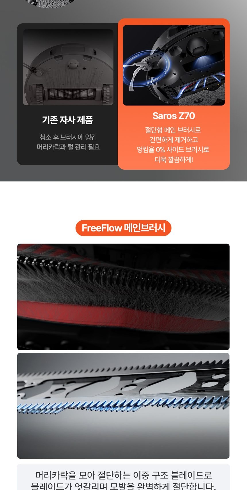 로보락 Saros Z70 로봇청소기 직배수 상세