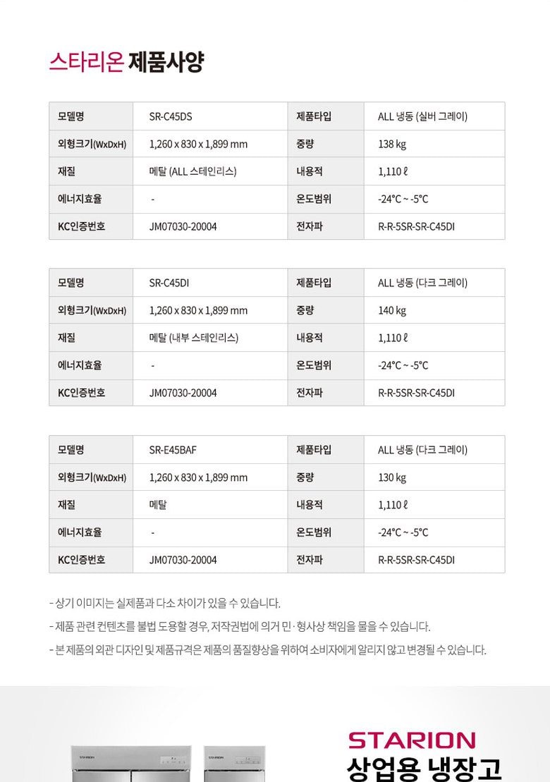 직냉식 냉장고 1110L 상세