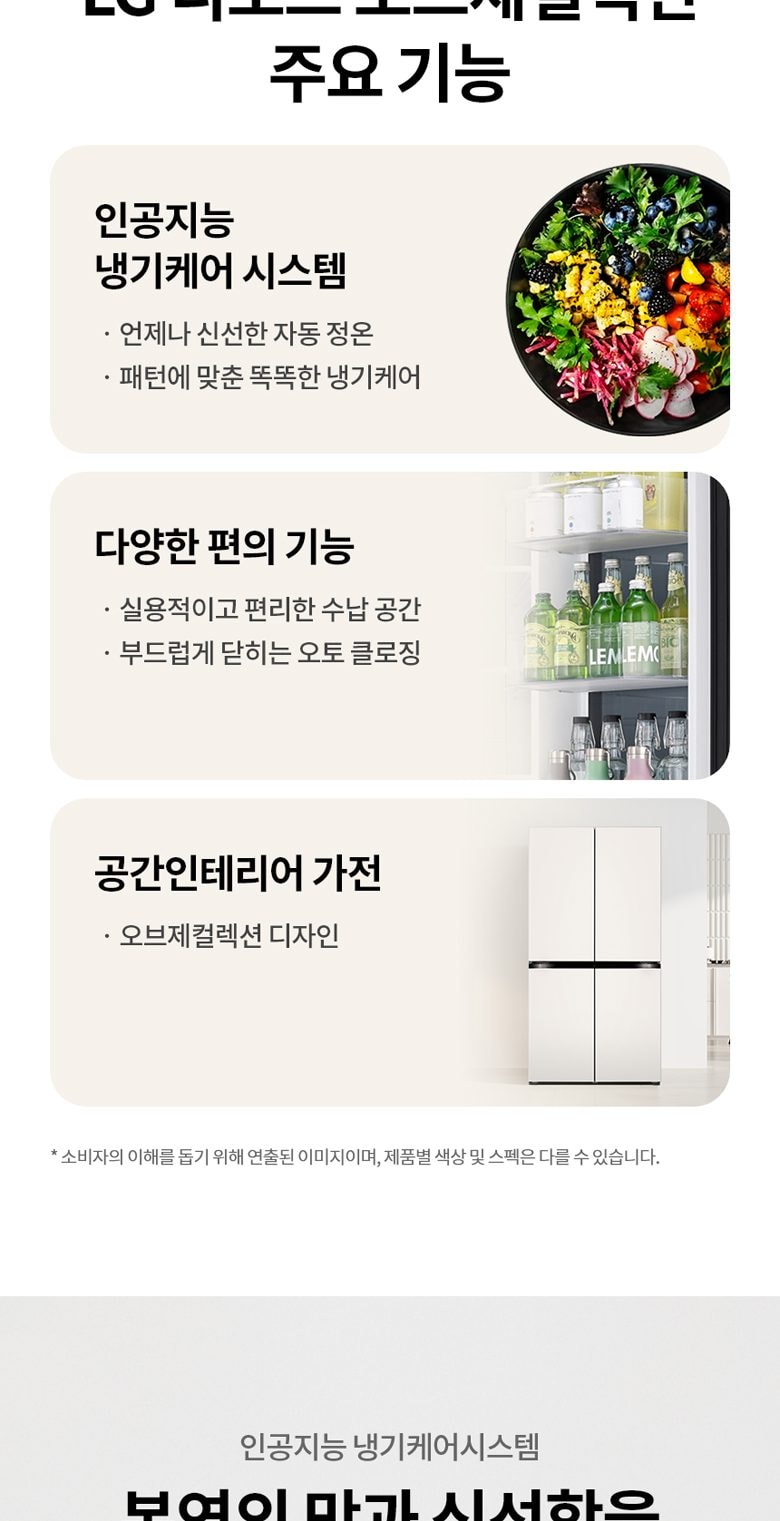 LG 디오스 오브제컬렉션 베이직 냉장고 870L 상세