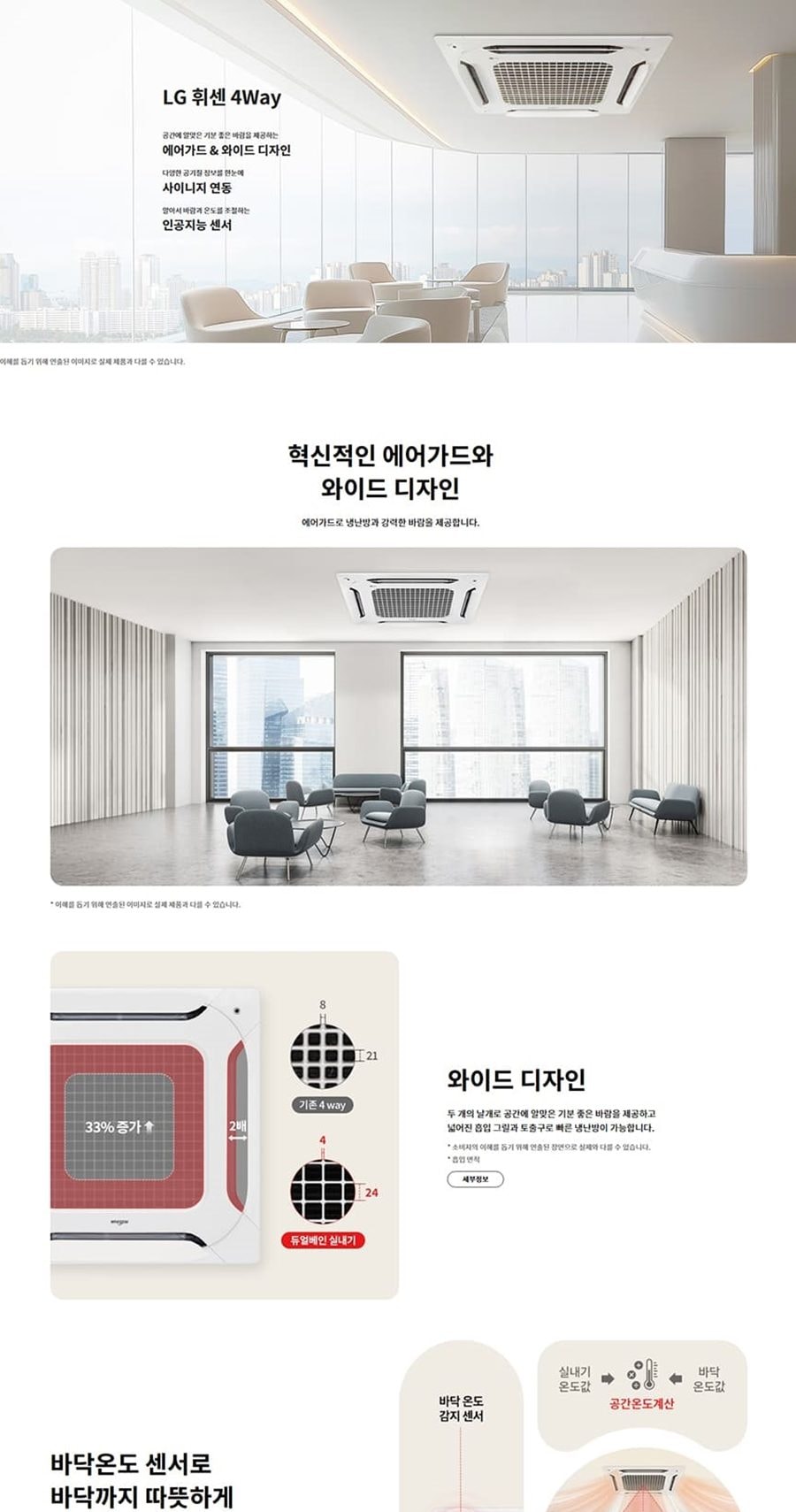 휘센 천장형 4WAY 냉난방기 30평형 상세