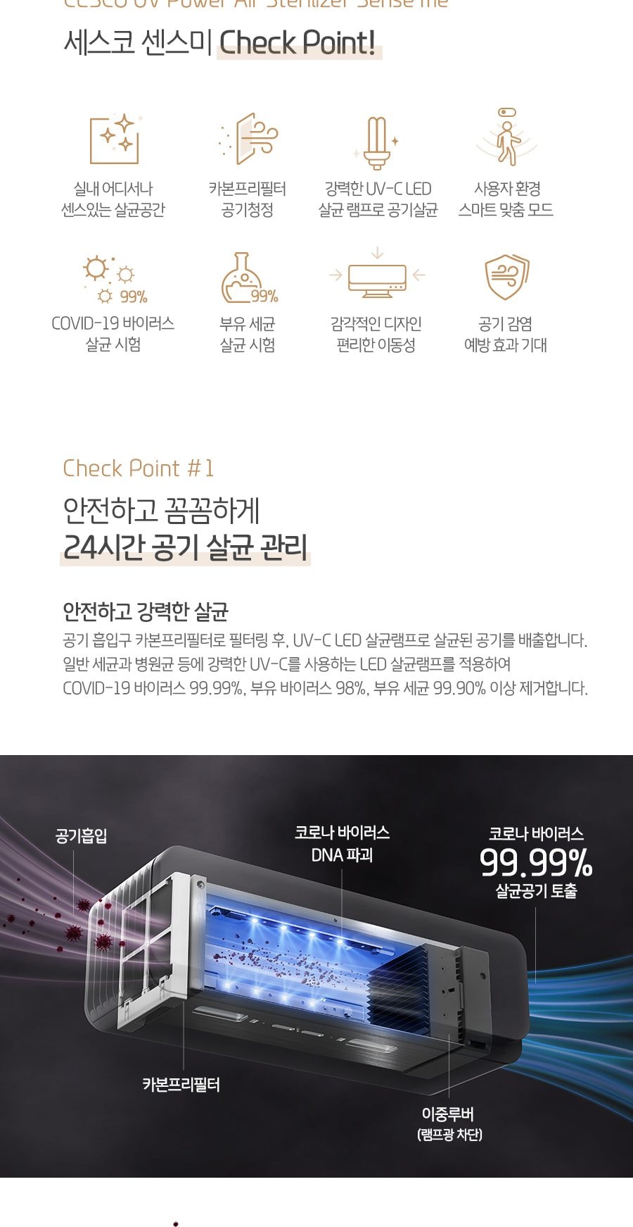 세스코 UV 파워 공기살균기 Sense me 상세