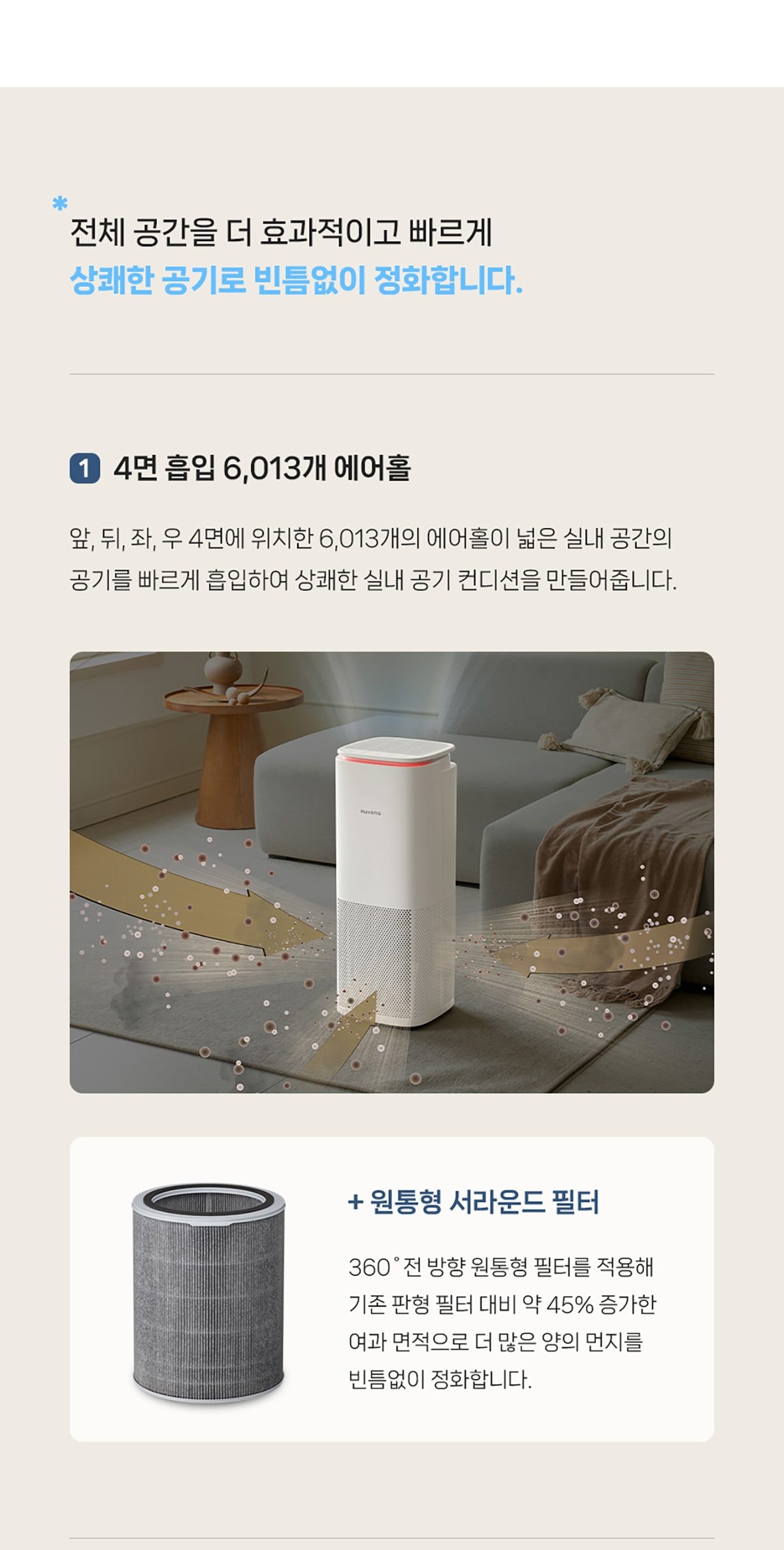 루헨스 공기청정기 에어 상세